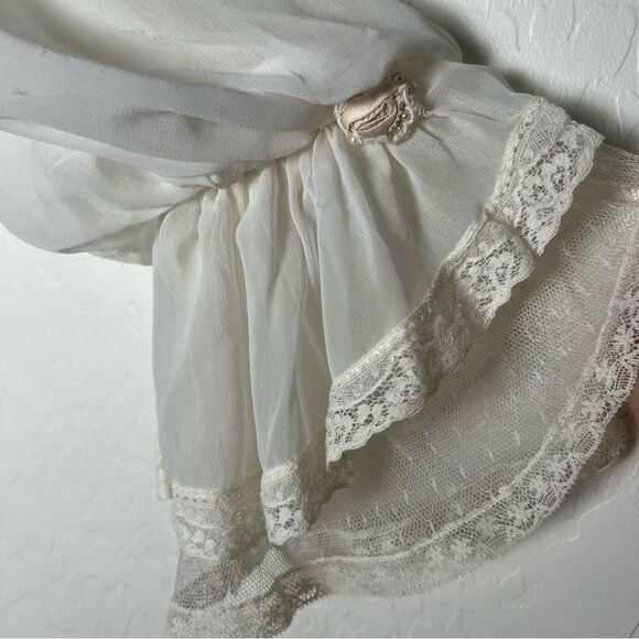 Coquette Victorian Satin Dress Lace Sheer Ruffles Fairy White Tunic Mini Dress - Picture 4 of 9
